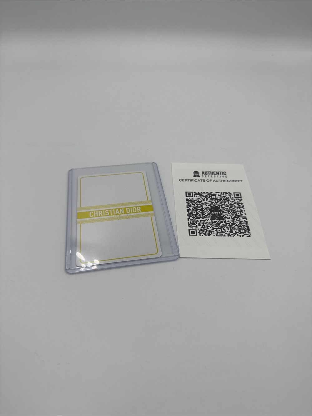 Dior White Card with Yellow Logo Stripe 10 Spade ♠️ COA